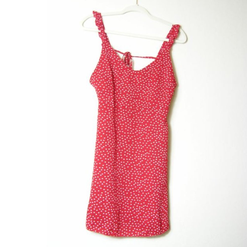 RESTOCKED Red & White Polka Dot Chiffon Mini Dress - Picture 4 of 8